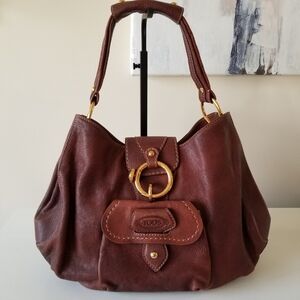 Tod's Circular Clasp Leather Hobo Handbag Bag